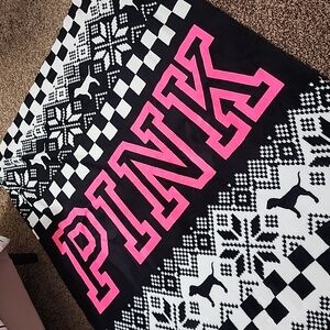 Pink brand throw blanket